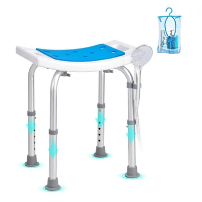 Produktbild von Duschhocker Duschstuhl - Höhenverstellbar, Badhocker Badsitz - Tragfähigkeit 158,8 kg, Stabiler Duschhocker Duschhilfe - Badewannen Aluminiumlegierung-Rahmen, Duschsitz Badhocker - Blau