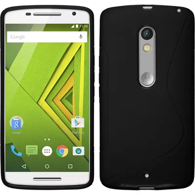 Produktbild von PhoneNatic Case kompatibel mit Motorola Moto X Play - schwarz Silikon Hülle S-Style + 2 Schutzfolien