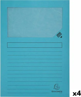 Imagen del producto de Exacompta, paquete de 100 fundas transparentes con solapa, formato A4 (22x31 cm), color azul claro, modelo 50106E