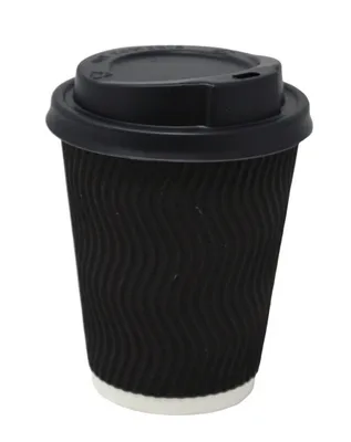 Produktbild von 100 Schwarz Pappebecher Coffee to Go 360 ml 12 Oz mit Deckel Einwegbecher Becher