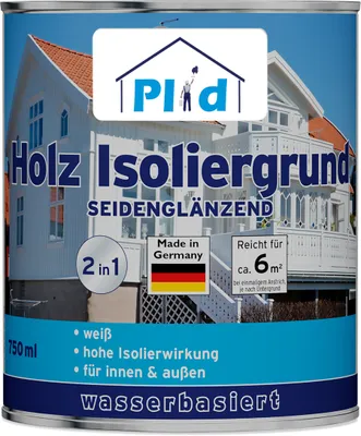 Produktbild von Plid Holz-Isoliergrund 0,75l Weiß für 6m² / Sperrgrund für Holzfarbe - Holzgrundierung, Wetterschutzfarbe sperrt Holzinhaltsstoffe ab