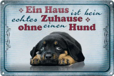 Produktbild von Blechschild Spruch 30x20cm kein echtes Zuhause ohne Hund
