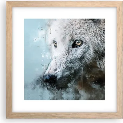 Produktbild von Gerahmtes Poster - Rahmen in heller Eiche - Weiß Der Wolf Bild - 30x30 cm - Wand Bild - Wanddeko - Wandbilder - Kunstposter - Wandposter - Bilderrahmen - Bilder - Kunstdruck - P2NAC30x30-4623