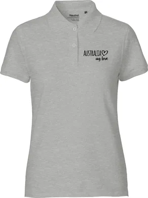 Produktbild von Huuraa Damen Polo Shirt Australia my love L Sport Grey Bio Baumwolle Fairtrade Poloshirt Geschenkidee