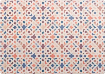 Produktbild von Geometrisches Retro-Muster – Bodenschutzmatte – Rutschfest – Schutzmatte für Büro – Vinylmatte – Stuhlunterlage  –100 x 70 cm