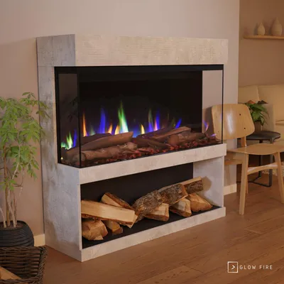 Produktbild von Glow Fire Elektrokamin 'PR17' in Weiss | LED Standkamin in weiß mit Heizung (1500 W) | HxBxT: 130x131x40cm