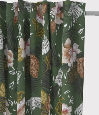 Produktbild von SCHÖNER LEBEN. Vorhang ZOOP Blumen Zebra grün braun weiß schwarz 245c Aufhängung Smok-Schlaufenband