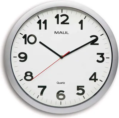 Produktbild von MAUL Wanduhr MAULstep Ø 40 x 4.8 cm Kunststoff 1 x AA (1.5 V) silber
