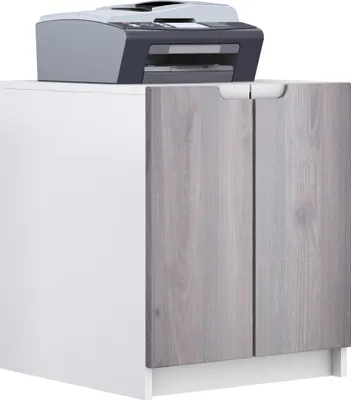 Produktbild von Vladon Druckerkommode Logan,  Germany, Aktenschrank mit 2 Fächern und 2 Türen, Korpus in Weiß matt, Fronten in Eiche Nordic (51 x 60,5 x 54 cm)