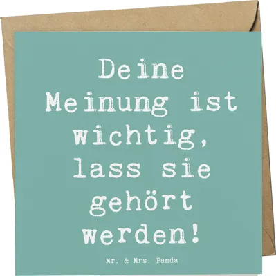 Produktbild von Mr. & Mrs. Panda Klappkarte Spruch Mutig zu seinen Meinungen stehen - Meeresbrise - Geschenk, anlasskarte, Vertrauem, für Mutmacher, faltkarte, Trost, Selbstbewusstsein