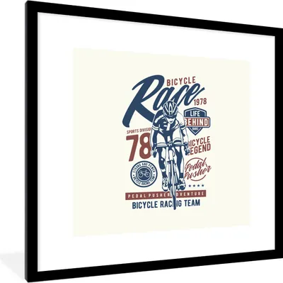 Produktbild von MuchoWow® MuchoWow® Gerahmtes Poster Radsport - Retro - Fahrrad 40x40 cm - Poster mit zchwarzem Bilderrahmen - Poster - Plakat im Rahmen