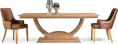 Produktbild von Tisch Esstisch Brauner Holz Säulentisch Essgruppe mit 4 Stühlen Stuhl Set