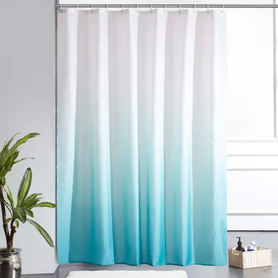 Produktbild von 180x180cm Duschvorhang Anti-Schimmel für Badewanne im Badezimmer Textilvorhänge aus Stoff Wasserdicht Waschbar Weiß bis Aquamarin mit 12 Duschvorhangringen.