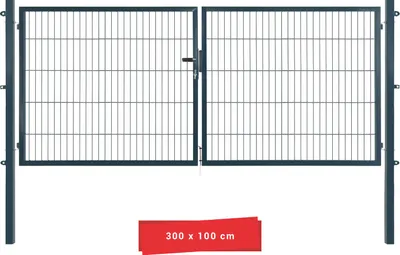 Produktbild von Arvotec Gartentor BxH 300x100 cm mit Schließzylinder und Zaunanschluss Anthrazit Gitterzauntor Stabmattentor Doppeltor Doppelstabmattentor Gartentür