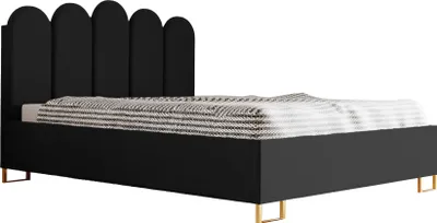 Produktbild von Schlafzimmer-Polsterbett MALAGA, Gepolstertem Kopfteil, Hochwertiger KRONOS Polsterstoff, Bettkasten mit Gasdruckfeder, Komfortable Betthöhe 39 cm, 180x200 cm Graphit