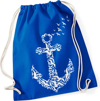 Produktbild von Turnbeutel Anker Vögel Hipster Beutel Tasche Anchor Birds Stringbag Beuteltasche