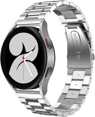 Produktbild von Strap-it Stahlarmband - Kompatibel mit Samsung Galaxy Watch Armband 42mm Ersatzarmband Edelstahl - Faltschließe - Hochwertiges Material - für Smartwatch 20mm Armband Silber