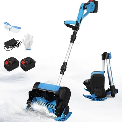 Zdjęcie produktu dla Odkurzacz do śniegu akumulatorowy Izrielar, składana szczotka do śniegu, ergonomiczny, 1000 W, bezszczotkowy silnik, 2 akumulatory, zasięg wyrzutu 8 metrów