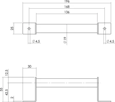 Produktbild von Intersteel Stoßgriff 196 x 25 mm Antik