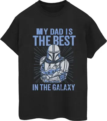 Image de Star Wars - "Mandalorian Best Dad" T-shirt pour femme BI46004 (S) (Noir)