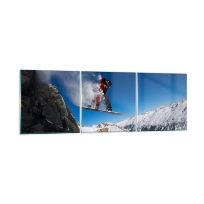 Produktbild von Bilder auf glas - Snowboard Winter Berg Gipfel - 120x40cm - Glasbilder - Wandbilder - Kunstdruck - zum Aufhängen bereit - Wanddekoration aus Glas - Glas Bilder - Wandbild auf Glas - GCA120x40-2236