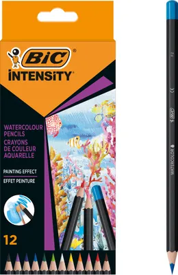 Zdjęcie produktu dla Bic Intensity Premium - Kredki Ołówkowe Akwarelowe, 12 Żywych Kolorów