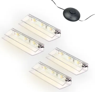 Produktbild von kalb | LED Glaskantenbeleuchtung Clip Set 3000K/5000K Transparent Plug & Play 4er Set warmweiß
