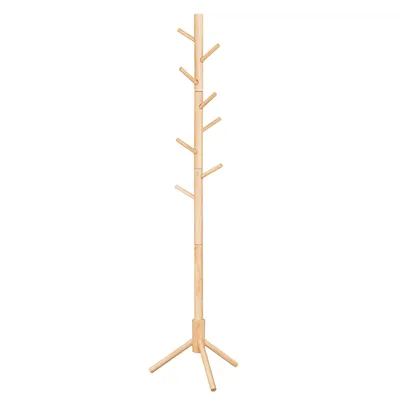 Immagine prodotto di Appendiabiti VASAGLE, appendiabiti a piantana, appendiabiti in legno massiccio, a forma di albero, con 8 ganci, per abiti, cappelli, borse, corridoio, ingresso, colore naturale RCR004N01