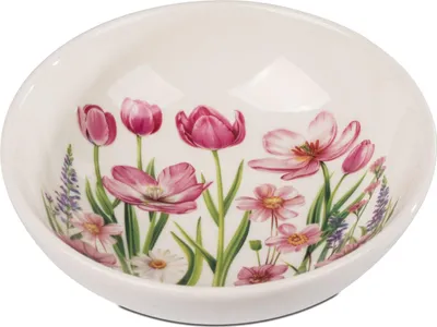 Produktbild von Dekoteller Blumenzeit rund D. 16cm weiß rosa aus Porzellan Formano F26