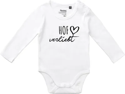 Produktbild von Huuraa Baby Body Hof verliebt 68 White  Baumwolle Fairtrade Langarmbody Geschenkidee