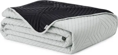 Produktbild von Bettüberwürf Tagesdecke zweiseitig Ultrasonic Steppung 200 x 220 cm - Schwarz-Silber