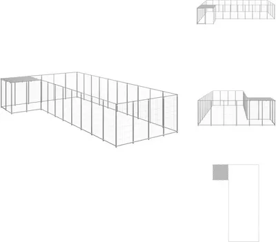 Produktbild von vidaXL Hundezwinger Silbern 13,31 m² Stahl - Hundezwinger & -ausläufe