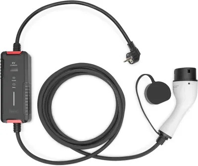 Produktbild von EV-Ladegerät, Typ 2 - Einphasig - Tragbares Notladekabel mit LCD-Display und 5 Meter Kabel