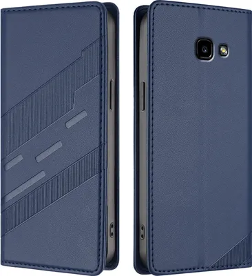 Image de Etui pour Samsung Galaxy A5 2017, étui portefeuille en cuirPolyuréthaneavec fente pour carte et fonction stand Blau