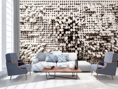 Produktbild von Vlies Fototapete 400x280 cm Tapeten Wandtapete XXL Holz geometrisch grau f-B-0042-a-b
