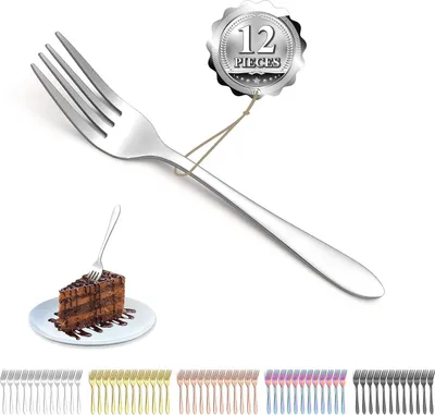 Produktbild von Dessertgabeln, 12 Stück, 14 cm, rostfreier Stahl, Tortenforken, Gabel, Besteck, hochglanzpoliert, spülmaschinenfest