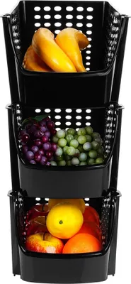 Produktbild von Vilde Aufbewahrungsbehälter Aufbewahrungsbox Kühlschrankbox für Obst Gemüse schwarz 29x21x16 cm 3 Stk.