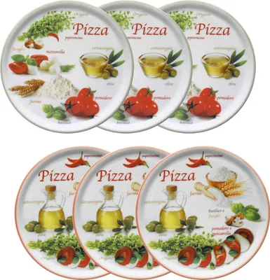 Produktbild von 6er Set Pizzateller Napoli Green & Red Ø 32 cm Platte XL-Teller Porzellan