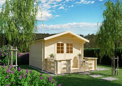 Produktbild von Gartenhaus Vernon III 3,00x3,00 m - inklusive Terrasse