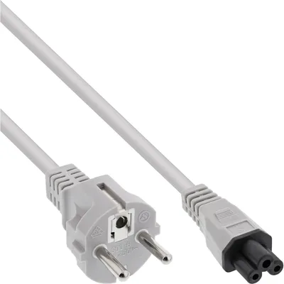 Produktbild von InLine Netzkabel für Notebook, 3pol Kupplung, grau, 0,5m, 0,5 m, CEE7/7, C5-Koppler