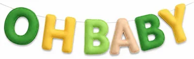 Produktbild von Girlande Filz "OH BABY" Babyparty Deko zur Geburt Taufe Wiederverwendbar 60 cm