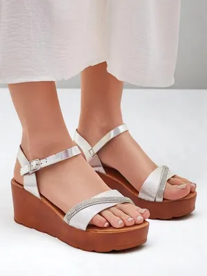 Obrázok produktu pre Royalfashion Dámske klinové sandále s rhinestones a trblietkami Aurora Glow, veľkosť 40