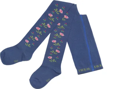 Produktbild von Kinderstrumpfhosen für Mädchen Rosenzweige Jeans Größe 110-116