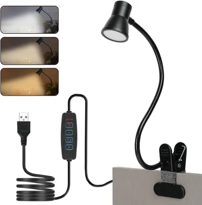 Immagine prodotto di Lampada da scrivania flessibile - Ideale per lettura e lavoro - 10 livelli di luminosità - Cavo da 100 cm - Colore nero