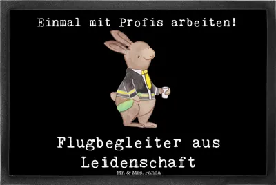 Produktbild von Mr. & Mrs. Panda Schmutzfangmatte Flugbegleiter Leidenschaft 40 x 60 cm - Schwarz - Geschenk, Türmatte, Bodenvorleger, Fussmatte, Schmutzmatte, fußmatte, Witzig, Beruf
