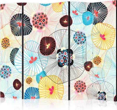 Produktbild von 5-teiliger Einseitiger Vlies Paravent - A breath of summer II 225x172 cm Blumen b-C-0475-z-c