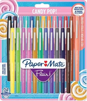 Produktbild von Paper Mate Flair Filzstifte | mittlere Spitze (0,7mm) | Candy POP Farben | 24 Stück
