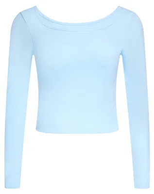 Produktbild von Damen Bluse mit Rundhalsausschnitt, regulärer Passform, blau, Größe XS