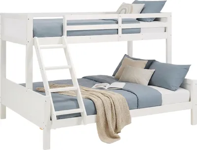 Image de Lit Enfant Lit Superposé 90x200 et 140x200 Lit D'Enfant Bois Blanc