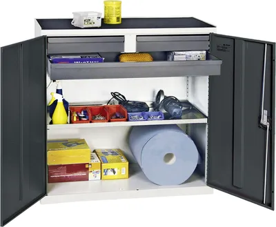 Image de Stumpf Armoire à outils et à matériel 3000, RAL 7035/7016, 2 tiroirs 1 bac